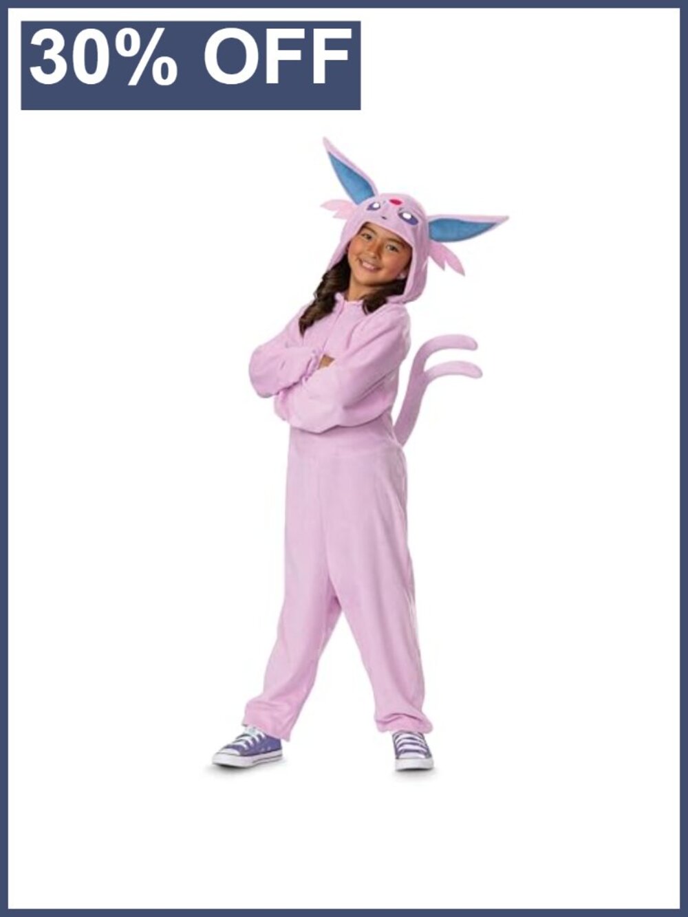 Espeon Deluxe Child Costume Hooded Jumpsuit Inflatable Tail